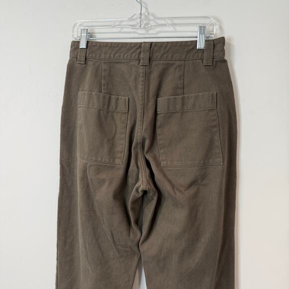 BEATON Women's Linen Utility Pants Olive Green 8 Cotton Tapered Trouser - Picture 5 of 9